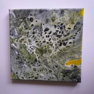 Acrylic pour painting on 8x8 canvas